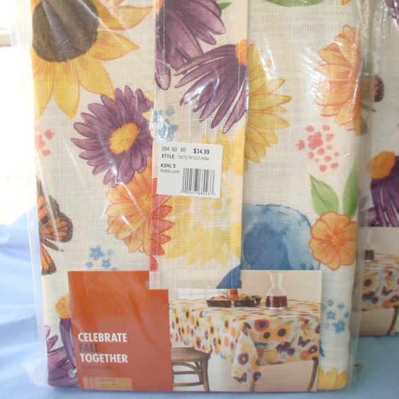 ONE New 60" x 84" FABRIC TABLECLOTH Sunflowers Floral Nature Spring Summer Fall - Picture 13 of 16